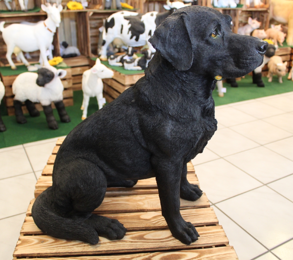 Vivid-Arts Real-Life-Figur Labrador Schwarz - 36 Cm, Wetterfest, Aus Kunstharz